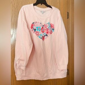 Women Within Peach Sweatshirt with Floral Heart